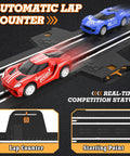 Epic Slot Car Track Set With Four Fast Cars Battery Or Electric Power Dual Lap Counter Circular Overpass Raceway Easy Build