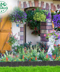 Front yard with flower beds bordered by Easy Install Garden Edging Border With Anchoring Spikes For DIY Yard Landscaping