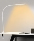 LED Clip On Desk Lamp With Clamp For Home Office Adjustable Swing Arm Touch Control 9W Power 3 Color Modes Stepless Dimming Flexible Gooseneck