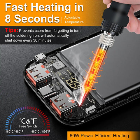 Cordless Soldering Iron Station For 20V Max Batteries With USB Type C Fast Heating Portable Soldering Tool For Electronics Repair And DIY Projects No Battery Included Compatible With DCB203 DCB204 DCB205 DCB206 shown heating a circuit board