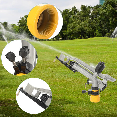 1.5 Inch Aluminum Alloy Irrigation Sprinkler Spray Gun For Lawn And Garden, 360 Degree Rotary Watering, Large Area Coverage