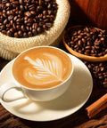 Latte Art Stencil Set With 72 Pieces In 36 Patterns Plus 2 Latte Art Pens And 2 Dusting Cans coffee with leaf design and coffee beans