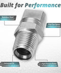 Flat fan spray nozzle, 1/8 in NPT male thread, 304 stainless steel, for carpet cleaning wands.