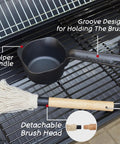 Cast Iron Sauce Pan And Basting Pot Set With BBQ Mop Brushes For Grillin Melting Butter Campin And Stove Top Cooking on grill
