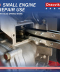 Valve Spring Compressor For Small Engines, Easy Manual Screw Tool in use, metal construction showing valve spring compression