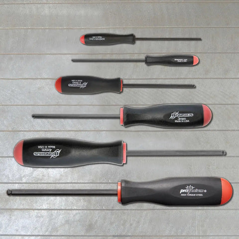 Ergonomic Comfort Grip Balldriver Screwdrivers Set One And A Half To Five Millimeters Six Piece Professional Grade Durable Tools