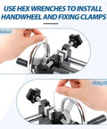 Manual Push Pull Force Test Stand With 420mm Stroke And Clamp Handwheel Controlled Spiral Mechanism For Precise Force Output Compact 5Kg Steel Frame 500N Capacity Great For Lab Or Workshop Testing, handwheel clamp install