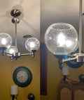 Three Pack Round Glass Globes For Light Fixtures Replacement 5.9 Inch Diameter Clear Seeded Bubble Globe Lampshade Covers
