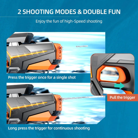 Electric Water Gun For Adults And Kids Auto Filling Squirt Gun With Long Range Epic Power Large Capacity Water Blaster shooting modes demo