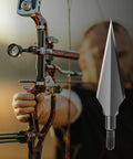 Beefy 150 Grain Steel Broadheads For Compound Recurve Bow And Crossbow, shown with focused archer aiming a bow