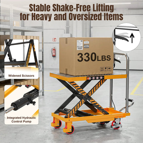 Heavy Duty Hydraulic Lift Table Cart 330 Lbs Single Scissor Platform Adjustable Height 8 To 28 Inches Yellow Smooth Operator For Garage Workshop Material Handling That Really Delivers Badass Performance And Zero Hassle