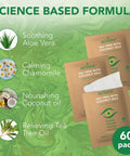 NOVEHA eyelid and lash wipes with tea tree and coconut oils, 60-pack, individually wrapped
