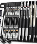 Do It All Six Piece Art Mechanical Pencil Set For Writing, Sketching And Drawing With 0.5mm, 0.7mm, 0.9mm And 2.0mm Pencils Plus Lead Refills
