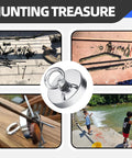 Magnet Fishing Kit collage: 2.4-inch neodymium magnet with handle and 65ft rope; shows metal finds and outdoor fishing.