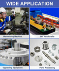 Collage showing wide applications: maintaining machine, DIY handicrafts, upgrading equipment, parts processing.