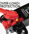 Close-up of 2 Ton Hydraulic Trolley Floor Jack for Home Garage and Shop with over-load protection feature and red handle