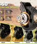 360 swivel wheel on Heavy Duty Collapsible Wagon Cart For All Terrain Use With 100Kg Load Capacity illustrating terrain navigation