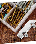 Heavy Duty Stainless Steel Sliding Door Bottom Wheel Set 4 Piece Track Rollers next to assorted screws and anchors