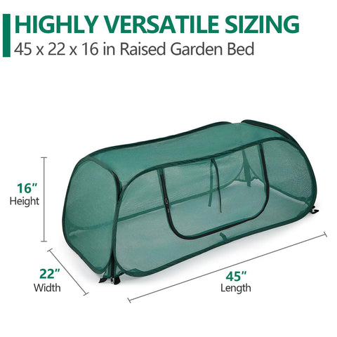 Easy Setup Pop Up Mesh Garden Bed Cover For Raised Beds Crop Cage 45 By 22 By 16 Inches With 30 Percent Sunblock Shade Cloth And Metal Anchoring Spikes So It Protects Plants From Birds And Small Animals