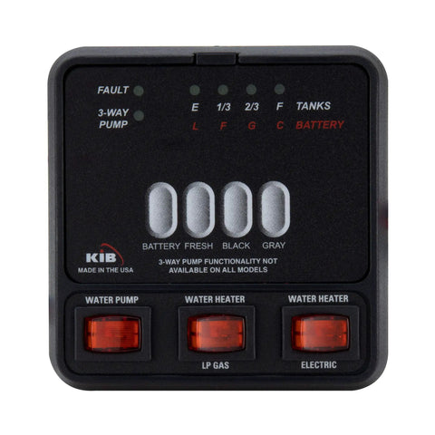 RV Tank Monitor Panel M23 Replacement For Fresh Water Gray And Black Tanks Panel Only 12V System Battery Voltage Readout, black RV dash panel