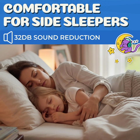 Mother and child sleeping, illustrating Super Soft Silicone Ear Plugs Pack Of 20 Perfect For Swimming And Sleeping Kids Or Adults