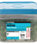 Rock Solid Electro Galvanized Roofing Nails Number 12 Gauge One Inch Long Spiral Shank With Flexible Plastic Cap Heads For House Wrap Sheathing And Underlayment Install in packaging.