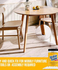 Dining scene showing table with Clear Circular Table Leg Wedges For Wobble Free Furniture Non Slip Rubber Levelers