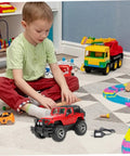 Child playing with remote control car, surrounded by toys, featuring RC Battery Chargers USB 4.8V RC Car Charger With Indicator Light.
