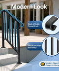 2 Pack Galvanized Steel Hand Rails For Outdoor Steps With 27.1 Inch Curved Ends And Safety Balusters Exterior Railing Kit