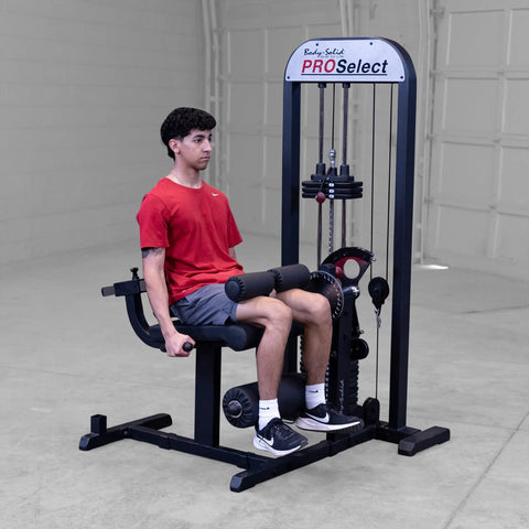 Built Tough Leg Extension And Curl Machine With A Massive 310 Lb Weight Stack designed for leg curls with a user seated.