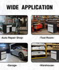 Mobile Garage Storage Cabinet With Wheels Pegboard Drawer And Adjustable Shelf For Tools And Hardware Built In Door Pegboard For Hanging Heavy Duty Easy Roll Metal Tool Cabinet For Workshop Organization in auto repair shop