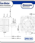 Technical drawing of 10W Refrigeration Condenser And Evaporator Motor 115V 60Hz 0.65A 1450 RPM With Base And 9 Inch Aluminum Fan Blade