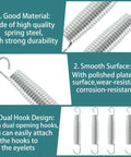 Two steel extension tension springs with dual hooks; 0.12 in wire, 0.87 in OD, 5.5 in free length