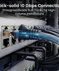 Cat 6 Ethernet Cable Pack 10 Foot 10 Pack Patch Cables With Snagless Gold-Plated RJ45 Connectors installed in server for 10 Gbps speeds