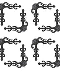 Decorative Heavy Duty Antique Cast Iron Dummy Corner Door Strap Hinges With Front L Brackets Black Powder Coated Set