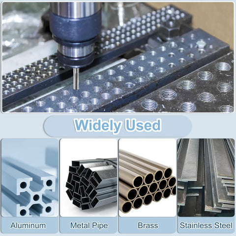 20 Piece Straight Flute Thread Tap Set For 8 32 UNC Right Hand Threading In High Speed Steel HSS 6542 Taps in use on metal materials