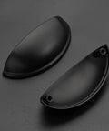 Three Inch Cup Drawer Pulls Set Of Five In Flat Black Modern Kitchen Cabinet Handles Hardware For Cupboards With Three Inch Center To Center Distance And Smooth Scratch Resistant Finish
