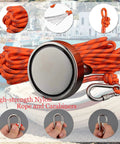 Beast Mode Heavy Duty 400 Lbs Neodymium Fishing Magnet Kit with 20M Nylon Rope and Carabiners for River and Lake Salvage