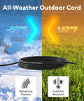 8 Ft Indoor Outdoor Extension Cord 16 3 SJTW 13 Amp Grounded 3 Prong Plug Water And Weather Resistant For Landscaping And Holiday Decor Home And Office Use Durable And Flexible Cord showcased in snowy and sunny settings