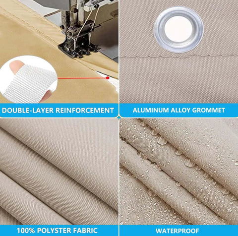 4x4 ft Shade Cloth With Grommets, Khaki color, waterproof polyester fabric, aluminum alloy grommet, for patio or pergola use.