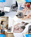 9 Inch Floor Fan With 3 Speed Settings, Portable Metal Design, Quiet Operation, 180 Degree Tilt in home office, living room, kitchen, bedroom scenes