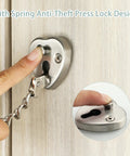 Close-up of Heart Shaped Door Chain Lock With Press To Unlock Adjustable 3mm Chain Kid Proof Security installed on door.