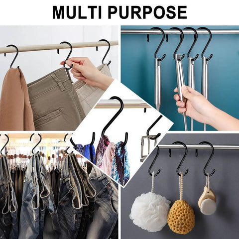 12 Pack 6 Inch Heavy Duty S Hooks Vinyl Coated Non Slip Metal Hooks For Hanging Plants And More 7mm Thick Black Durable Closet Organizer used for tools and clothes