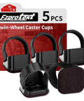 5 Pack Office Chair Wheel Stoppers Cushioned Caster Cups With Felt Bottom Pads For Hardwood Floors And Carpets To Prevent Scratches, Universal Fit For Most Chairs, Black