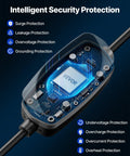 Close-up of intelligent security protection in 16 Amp Level 1 And Level 2 EV Charger With 25 Ft Cable system