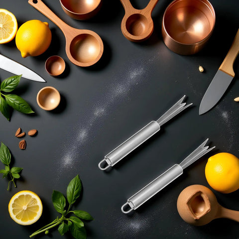 Two Pack Stainless Steel Pineapple Eye Peeler And Remover Tool, V Shape Eye Cutter For Easy Pineapple Eyes on kitchen counter