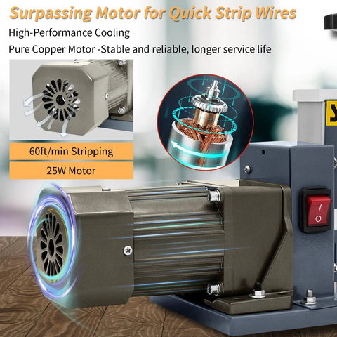 Automatic Wire Stripper Machine For Fast Copper Wire Recycling 25W Electric Cable Stripper Highlighting Motor Features