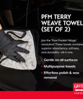 Person using Terry Weave Microfiber Towel For Super Fast Drying And Scratch Free Car Detailing on glossy car surface