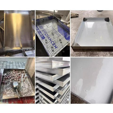 Hella Sturdy 304 Stainless Steel Drip Pan For AC Unit And Water Heater Condensate Catcher showing various angles and details.