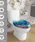 Elongated Resin Toilet Seat for Bathroom with colorful ocean turtle design, suitable for standard toilets.